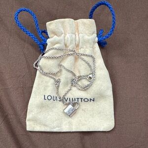 Louis Vuitton Silver Chain Padlock Necklace
